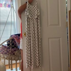 WORN ONCE Girls off White flower design maxi dress